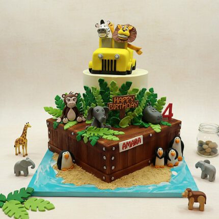 Jungle Safari themed birthday cake