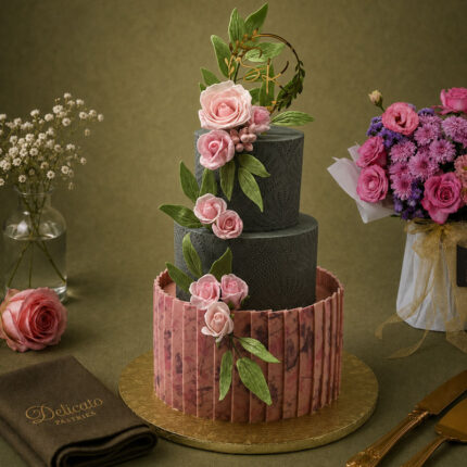 Three Tier Floral Wedding Cake