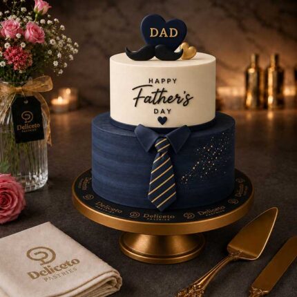 Two Tier Fathers Day Themed Cake